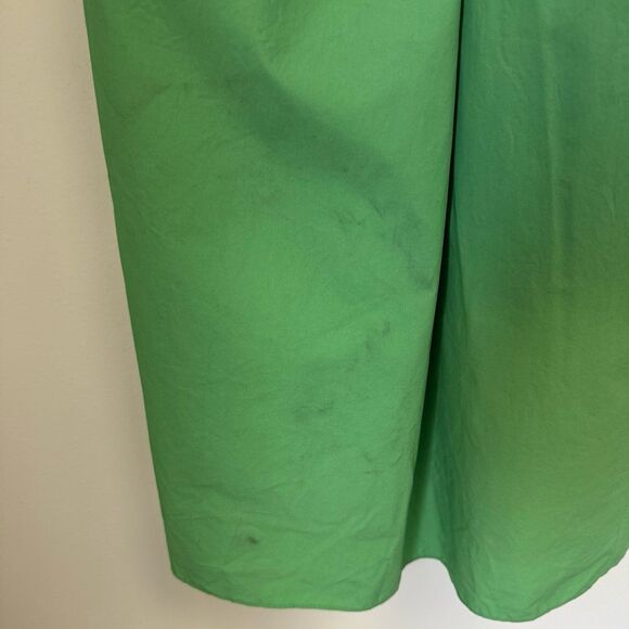 Caron Callahan Green Button Up Tie Cotton Midi Dress Size Small - Picture 3 of 4